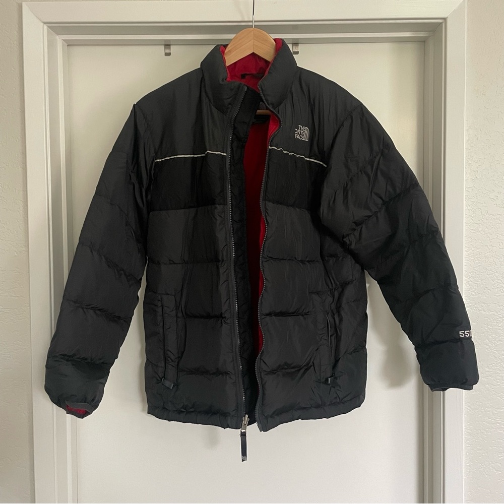 The North Face Black Puffer Jacket with Red Lining